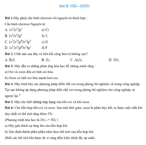 Bài 26 Oxi - Ozon