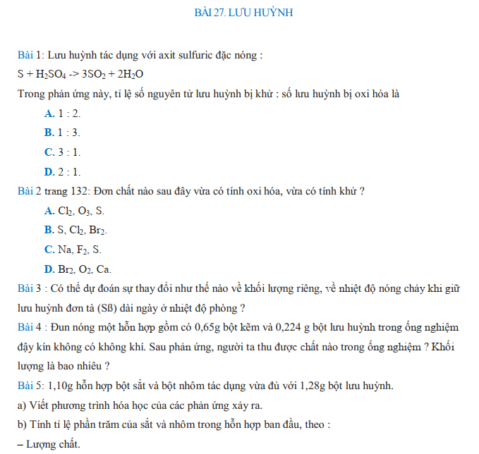 Bài 27 Lưu Huỳnh