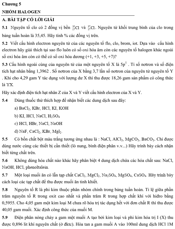Chương 5 - Nhóm Halogen