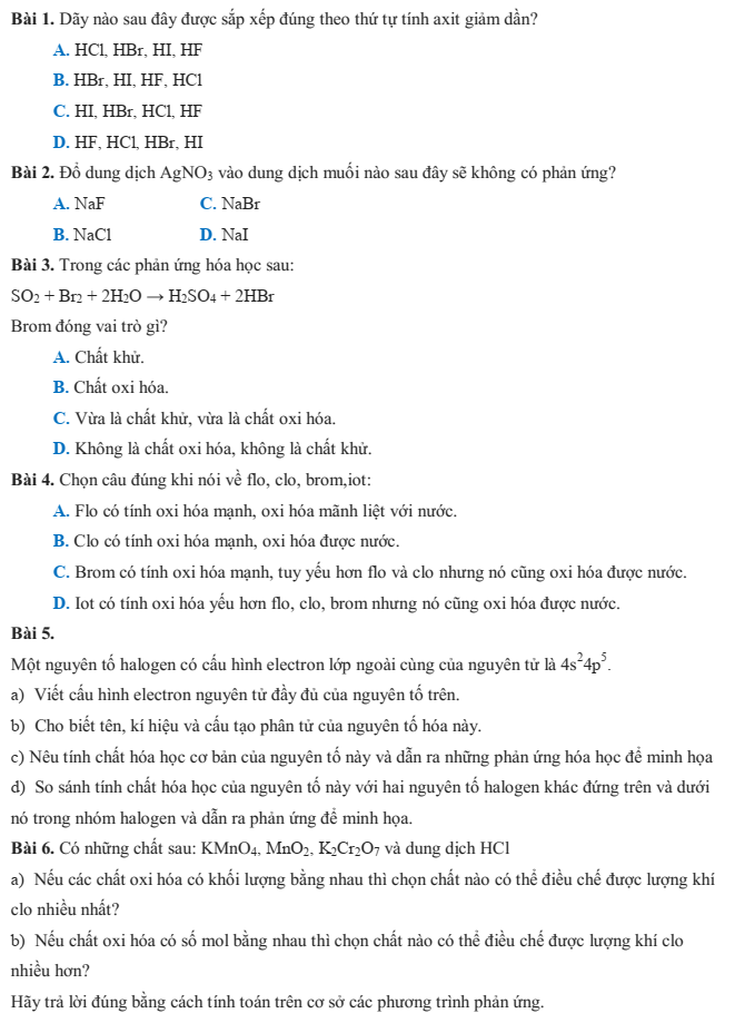 Luyện tập nhóm Halogen