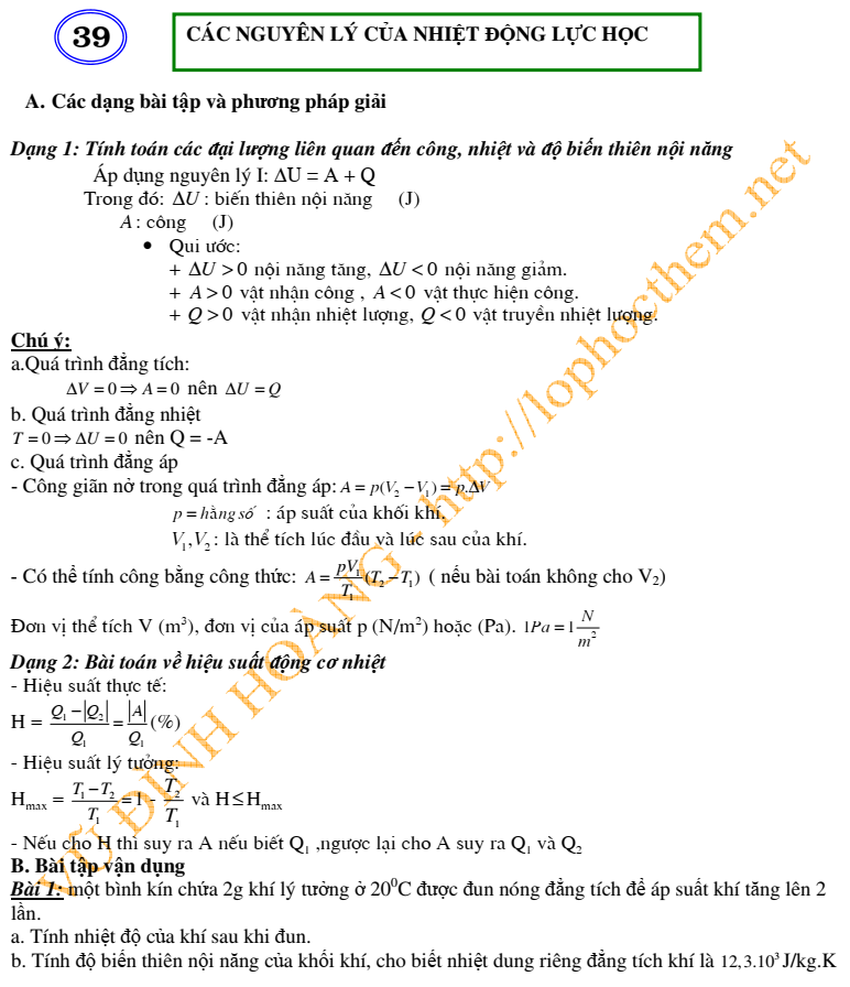 Các nguyên lý của nhiệt động lực học