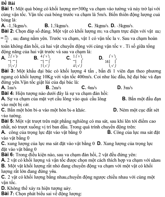 Ôn tập các định luật bảo toàn