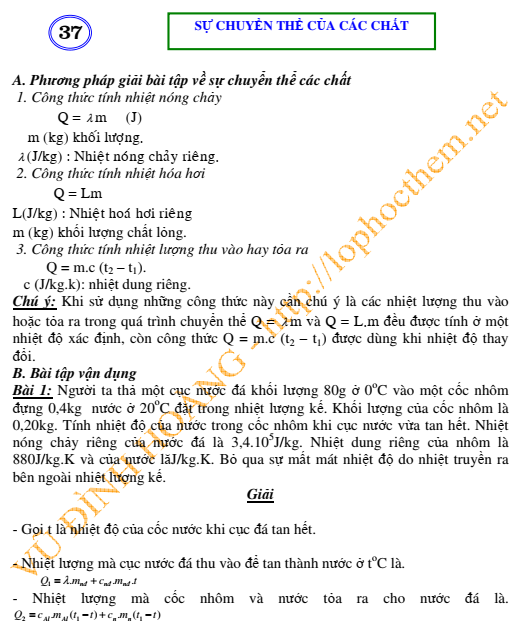 Sự chuyển thể của các chất