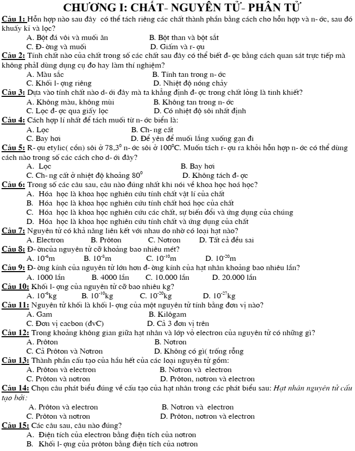 Chất - Nguyên Tử - Phân Tử 